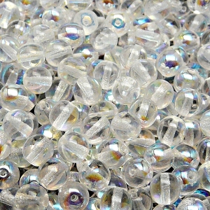 50pcs Czech Pressed Glass Round Beads 6mm Crystal AB
