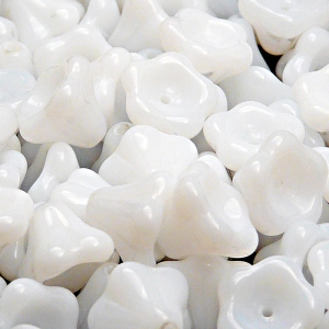 10pcs Czech Pressed Glass Bell Flowers Beads 11x13mm White Alabaster