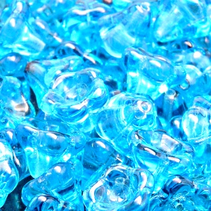 10pcs Czech Pressed Glass Bell Flowers Beads 11x13mm Light Aquamarine