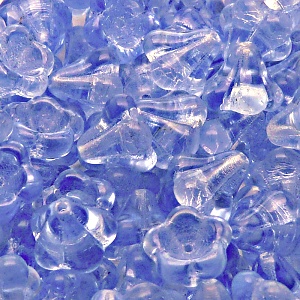 10pcs Czech Pressed Glass Bell Flowers Beads 11x13mm Light Sapphire