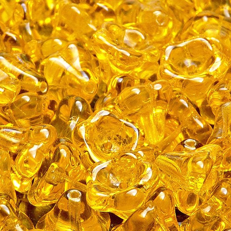 10pcs Czech Pressed Glass Bell Flowers Beads 11x13mm Amber