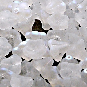 10pcs Czech Pressed Glass Bell Flowers Beads 11x13mm Crystal AB Matte