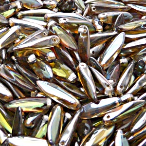 30pcs Czech Pressed Glass Dagger Beads 5x16mm Light Sapphire Celsian