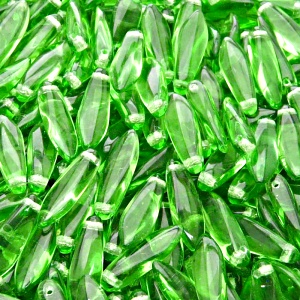 30pcs Czech Pressed Glass Dagger Beads 5x16mm Light Chrysolite