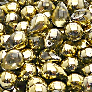 10pcs Czech Pressed Glass Teardrop Beads 10x14mm Crystal Amber