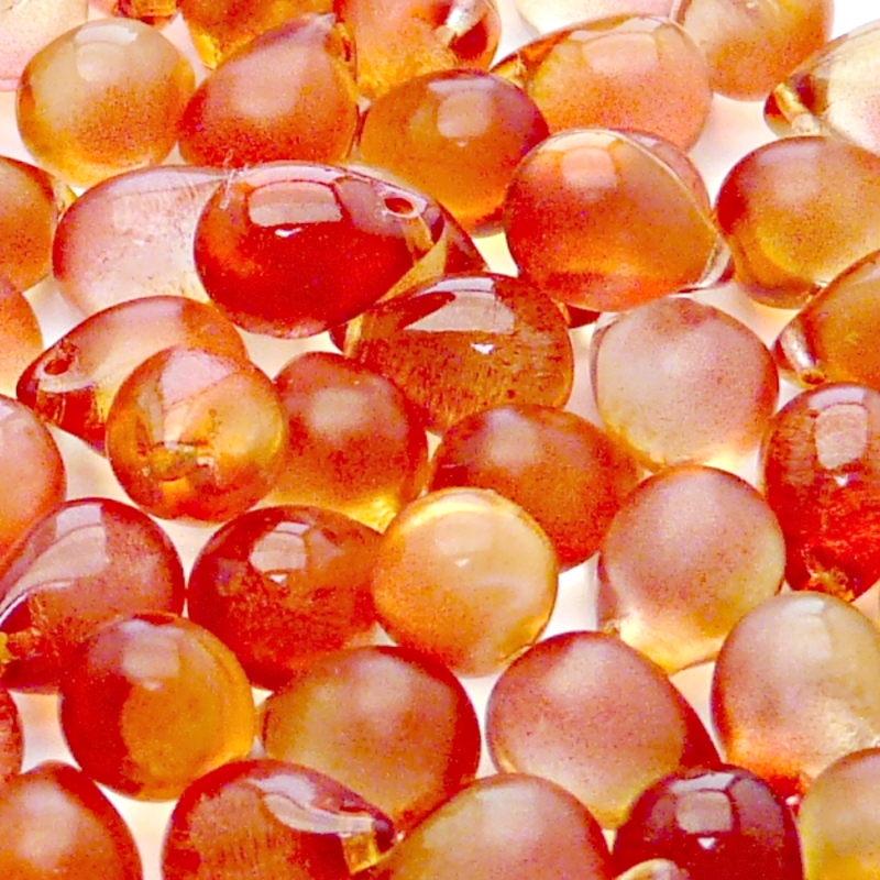 10pcs Czech Pressed Glass Teardrop Beads 10x14mm Crystal Red Yellow Two Tone Color Luster Coating