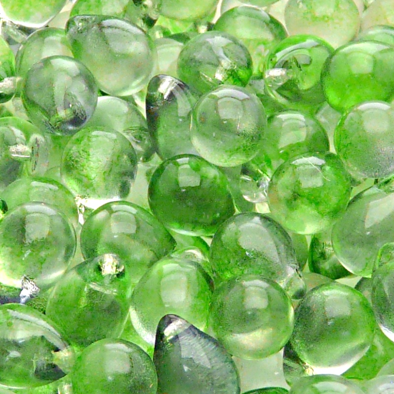 10pcs Czech Pressed Glass Teardrop Beads 10x14mm Crystal Green Blue Two Tone Color Luster Coating