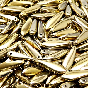 30pcs Czech Pressed Glass Dagger Beads 5x16mm Crystal Full Amber
