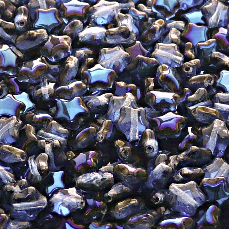 40pcs Czech Pressed Glass Star Beads 6mm Sapphire Azuro