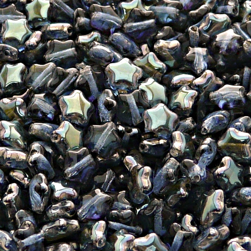 40pcs Czech Pressed Glass Star Beads 6mm Sapphire Celsian