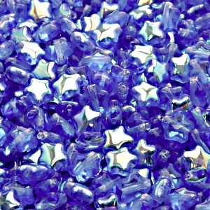 40pcs Czech Pressed Glass Star Beads 6mm Sapphire AB