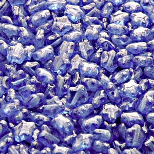 40pcs Czech Pressed Glass Star Beads 6mm Sapphire White Luster