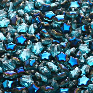 40pcs Czech Pressed Glass Star Beads 6mm Light Aquamarine Azuro