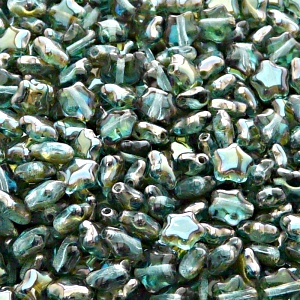 40pcs Czech Pressed Glass Star Beads 6mm Light Aquamarine Celsian