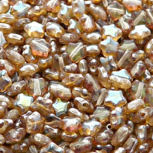 40pcs Czech Pressed Glass Star Beads 6mm Rosaline Celsian