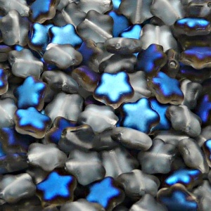 40pcs Czech Pressed Glass Star Beads 8mm Crystal Azuro Matte