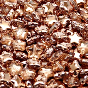 40pcs Czech Pressed Glass Star Beads 8mm Crystal Gold Capri