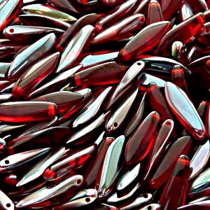 30pcs Czech Pressed Glass Dagger Beads 5x16mm Celsian AB