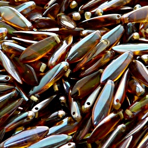 30pcs Czech Pressed Glass Dagger Beads 5x16mm Celsian Valentinit