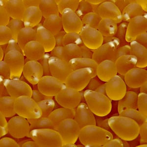 30pcs Czech Pressed Glass Teardrop Beads 6x9mm Topaz Matte