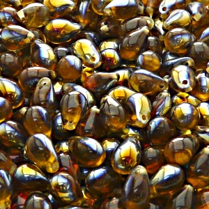 30pcs Czech Pressed Glass Teardrop Beads 6x9mm Topaz Santander