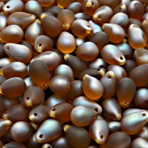 30pcs Czech Pressed Glass Teardrop Beads 6x9mm Topaz Celsian Matte