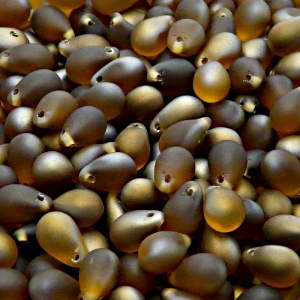 30pcs Czech Pressed Glass Teardrop Beads 6x9mm Topaz Valentinit Matte