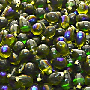 30pcs Czech Pressed Glass Teardrop Beads 6x9mm Olivine Azuro