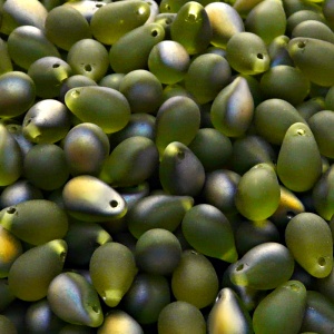 30pcs Czech Pressed Glass Teardrop Beads 6x9mm Olivine Santander Matte