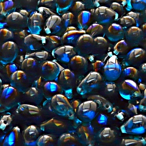 30pcs Czech Pressed Glass Teardrop Beads 6x9mm Aquamrine Azuro