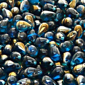 30pcs Czech Pressed Glass Teardrop Beads 6x9mm Aquamarine Valentinit