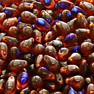 30pcs Czech Pressed Glass Teardrop Beads 6x9mm Hyacinth Azuro