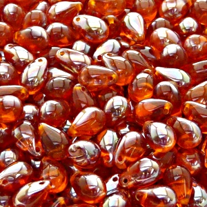 30pcs Czech Pressed Glass Teardrop Beads 6x9mm Hyacinth Celsian