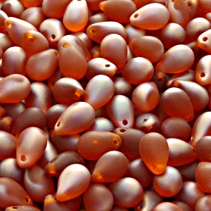 30pcs Czech Pressed Glass Teardrop Beads 6x9mm Hyacinth Celsian Matte