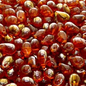 30pcs Czech Pressed Glass Teardrop Beads 6x9mm Hyacinth Valentinit