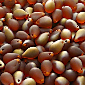 30pcs Czech Pressed Glass Teardrop Beads 6x9mm Hyacinth Valentinit Matte