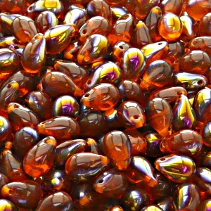 30pcs Czech Pressed Glass Teardrop Beads 6x9mm Hyacinth Santander