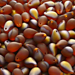 30pcs Czech Pressed Glass Teardrop Beads 6x9mm Hyacinth Santander Matte