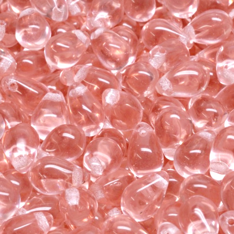 30pcs Czech Pressed Glass Teardrop Beads 6x9mm Rosaline