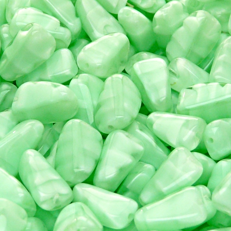 10pcs Czech Pressed Glass Rectangular Beveled Beads 14x9mm Light Green Peridot Striped Moonlight (56207)