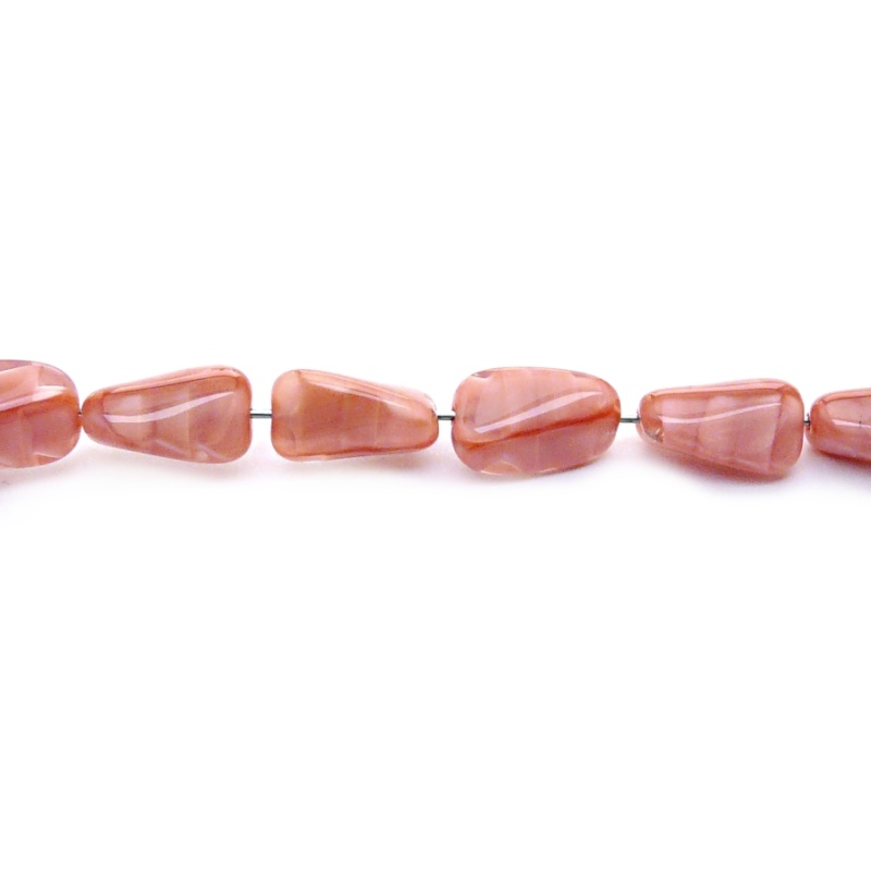 10pcs Czech Pressed Glass Rectangular Beveled Beads 14x9mm Pink Striped Moonlight (76027)