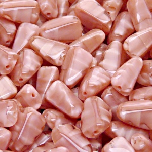 10pcs Czech Pressed Glass Rectangular Beveled Beads 14x9mm Pink Striped Moonlight (76027)