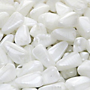 10pcs Czech Pressed Glass Rectangular Beveled Beads 14x9mm White Striped Moonlight (06006)