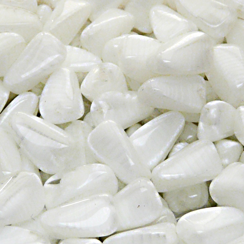 10pcs Czech Pressed Glass Rectangular Beveled Beads 14x9mm White Striped Moonlight (06006)