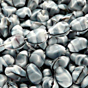 20pcs Czech Pressed Glass Twisted Bicone Lantern Beads 11x8mm Aqua Gray Jet Striped Moonlight (26067)