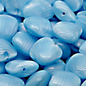 6pcs Czech Pressed Glass Rectangular Kidney Nugget Beads 13x15mm Light Aqua Striped Moonlight (66016)