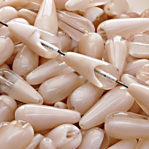 8pcs Czech Pressed Glass Drop Beads 20x9mm Crystal Pink Moonlight (76000)