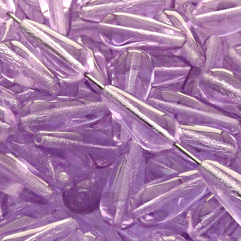 8pcs Czech Pressed Glass Drop Beads 20x9mm Alexandrite (20310)