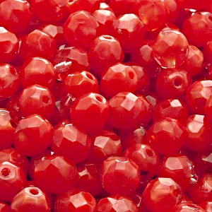 25pcs Czech Fire Polished Faceted Glass Beads Round 8mm Red Striped Moonlight (96020)