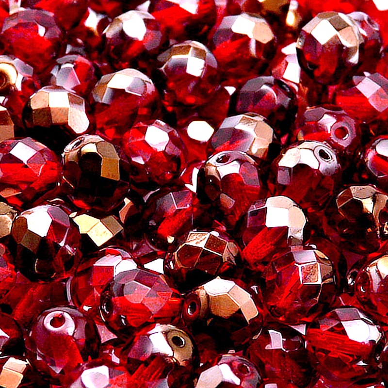 25pcs Czech Fire Polished Faceted Glass Beads Round 8mm Ruby Valentinit